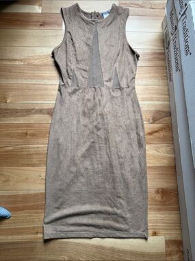 Charlotte Russe Taupe Sleeveless Midi Sheath Dress